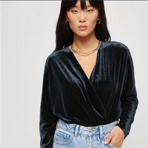 Dynamite Dolman Wrap Velvet Bodysuit